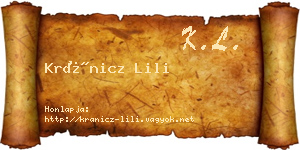 Kránicz Lili névjegykártya