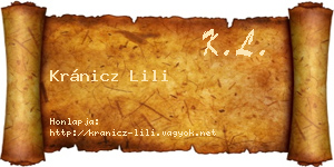 Kránicz Lili névjegykártya